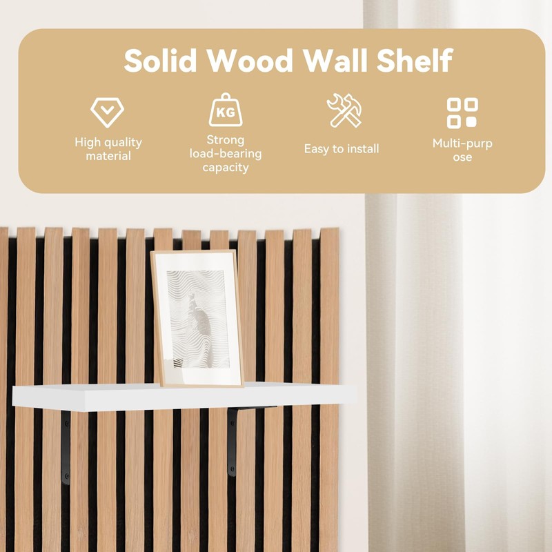 GHIBFBT Floating Shelf for Acoustic Panel, Space Saving Wall Mounted