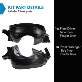 TRQ TRQ Front Inner Fender Liner Set Compatible with 1994-1998 Ford Mustang FO1250110 FO1251110