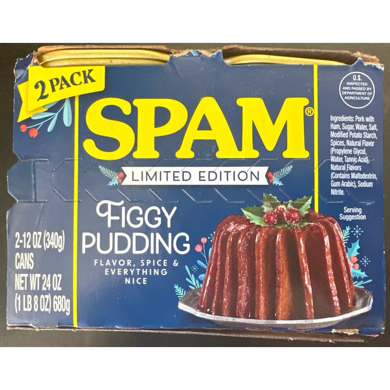 Spam Figgy Pudding 12 oz Limited Edition 2 Cans