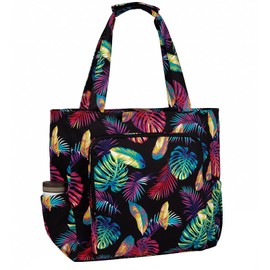 Chase Chic Beach Bag with Zip, Large Waterproof Sandproof Summer Swimming Pool Bath Bag Women, Fashionable Shopper Handbag for Travel, Colourful leaves