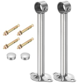 sourcing map 3 Set Ceiling Mount Curtain Rod Bracket, Fit 25mm/0.98" Pipe Length 200mm/7.87" Stainless Steel Curtain Rod Hooks Hangers for Walls Wardrobe Pipe Curtain Pipe, Silver