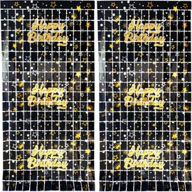 2pcs 100cm*200cm Metallic Square Curtains Aluminum Foil Fringe Curtain Background Streamer Birthday Party Backdrop Decoration