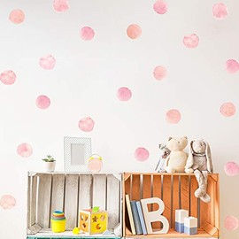 Calcomanías de pared de lunares rosados, 36 unidades, calcomanías de pared para niños, niñas, adolescentes y cuarto de guardería (6 hojas) – Cada punto: 5.84 x 5.84 cm