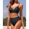 Tempt Me Women Black Two Piece Swimsuits High Waisted Bikini
