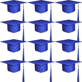 BeapTcely Graduation Cap Bulk Unisex Adult Adjustable Graduation Hat for High School Bachelor Graduation Supplies ﻿ (12, Blue, Adult)