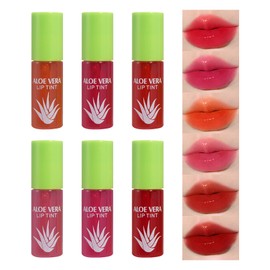 6 Colors Lip Tint Stain Set,Mini Liquid Lipstick Moisturizing Long Lasting Plumping High Pigmented Lip Gloss Set,Lightweight Non-Stick Cup Matte Lipstick for Waterproof Cheek and Lip Tint Makeup C