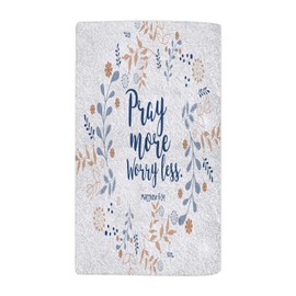 Moslion Pray More Worry Less Floral Wreath Bible Quote Christian Verse Faith Style Towels 30Lx15W Inch - Soft Polyester-Microfiber
