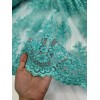 Divastyletextiles Aqua Beaded Lace Fabric by the Yard Floral Embroidery
