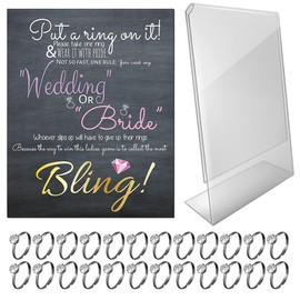 Bridal Shower Games - Put a Ring on It Bridal Shower Game with Fake Rings, Bridal Shower Decor, Bridal Shower Decorations, Bridal Shower Games for Guests, Wedding Shower Games (Black 24 Count)