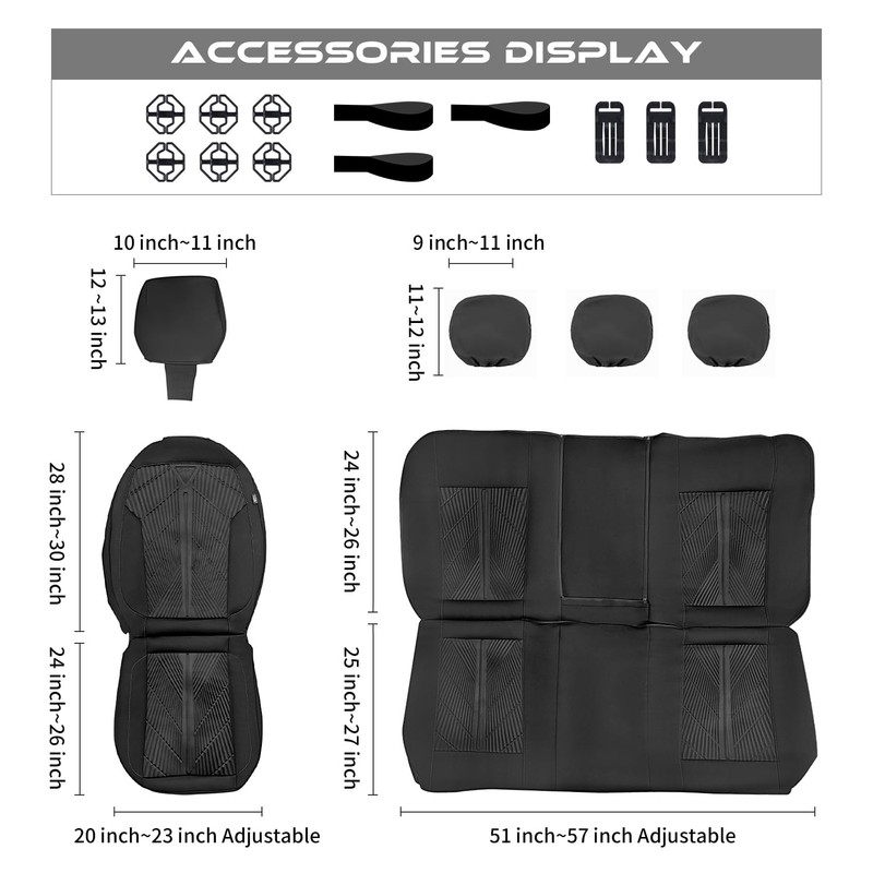 CAR PASS Waterproof Car Seat Covers Full Set,Neoprene Wetsuit, All-Weather