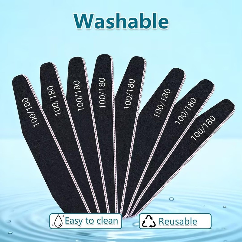10 PCS Nail Files Set, 100/180 Grit Double-Sided Black Emery