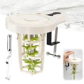 NCTNCX Asparagus Peeler with 6 Precision Blades, Asparagus Peeler with Screw Clamp & Pestle, Manual Powerless Peeler for Asparagus (White)