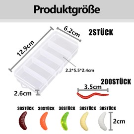 350 Piece Fishing Bait Set, Fishing Accessories, Fishing Bait Maggots Fishing Worms for Fishing, Fishing Accessories, Trout Artificial Bait, Worms, Fish in Box, 150 Mealworms + 200 Small Earthworms