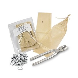 The Sausage Maker - Summer Sausage Casing Kit, Tied and Looped 61mm (2.4”) Dia. x 24” Clear Fibrous Casings (20ct) with Sausage Pliers and Casing Rings