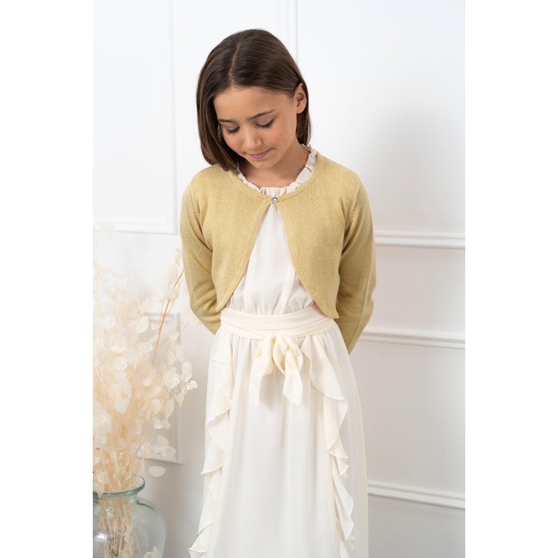 BlackButterfly Children's Long Sleeve Bolero Sparkle Cardigan Girls, gold