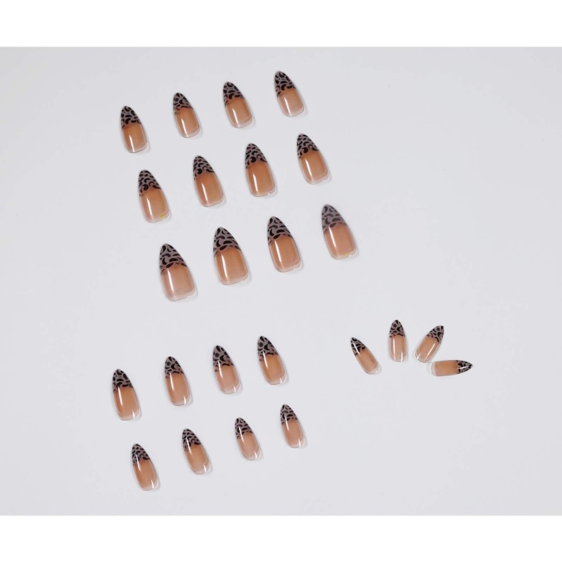 French Leopard Print Pointed Toe Ultra Long Ballerina False Nails,