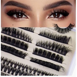 Magrace Eyelash Extension Kit DIY 88 PCS Individual Cluster Lashes with 10-16mm Mix Lash Clusters and 4 Different Styles Easy to Apply at Home