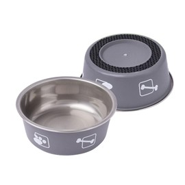 Plato para Perro y Gato de Acero Inoxidable y Goma antiderrapante (Gris)