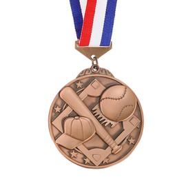 PATIKIL Baseball Games Cap Copper Award Medals with Red & White & Blue Ribbons, Winner Medals Gold Silver Bronze Prizes for Competitions Sports Party, Copper