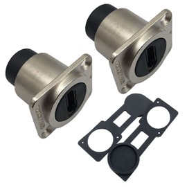 FainWan 2PCS HDMI Waterproof Connector, Metal Shell M25 Panel Mounting Female to Female HDMI Bulkhead Coupler with Waterproof Dust Cap