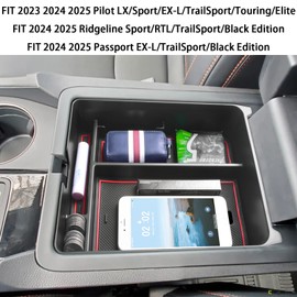 EDBETOS Center Console Organizer Compatible with 2023 2024 2025 Honda Pilot, 2024 2025 Honda Ridgeline/Passport Insert Tray Secondary Storage Armrest Box ABS Plastic Material, Red