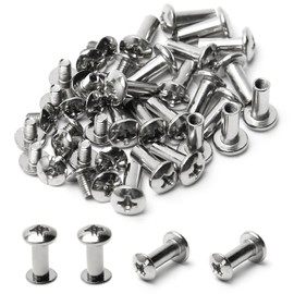 MroMax M4 Binding Screw, M4 x 10mm Nickel Plated Carbon Steel Cross Head Chicago Screw Binding Post Screw Kit for DIY Leather Decoration and Scrapbook and Photo Albums Bookbinding 20Pcs