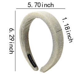 Ancnoz Wide Puffy Padded Headband Hairband for Women Champagne Gold No Pressure Thick Headbands French Hair Accessories for Womens Hair Glitter Fabric Head Band Hair Hoop Thick Spa Sponge Headband