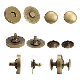 Sbest 20 Sets 14MM Coppery Strong Magnetic Button Clasps,Round Magnetic Snaps Bag Button Clasps Closure Purse Handbag with Washer Nickel DIY Craft Sets for Sewing (Beautiful style 14mm, antique Brass)