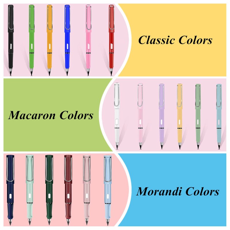 6 Pcs Everlasting Pencil with 6Pcs Replacement Nibs, Inkless Pencil