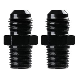 Ucreative 6AN Male Flare to 1/4" NPT Pipe Fitting Adapter Aluminum Straight Black 2Pcs