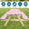 Picnic Table Cover with Bench Covers, Checkered Bownot Elastic Edges