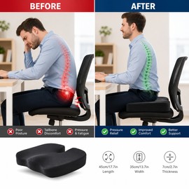 U-Shaped Memory Foam Seat Cushion – Non-Slip Coccyx & Hip Support Pad for Office Chairs, Cars, Wheelchairs & Travel