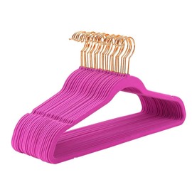MOGI'S Premium Velvet Hangers (Pack of 50) Heavyweight - Non Slip - Velvet Suit Hangers Pink - Copper/Rose Gold Hooks, Space Saving Clothes Hangers