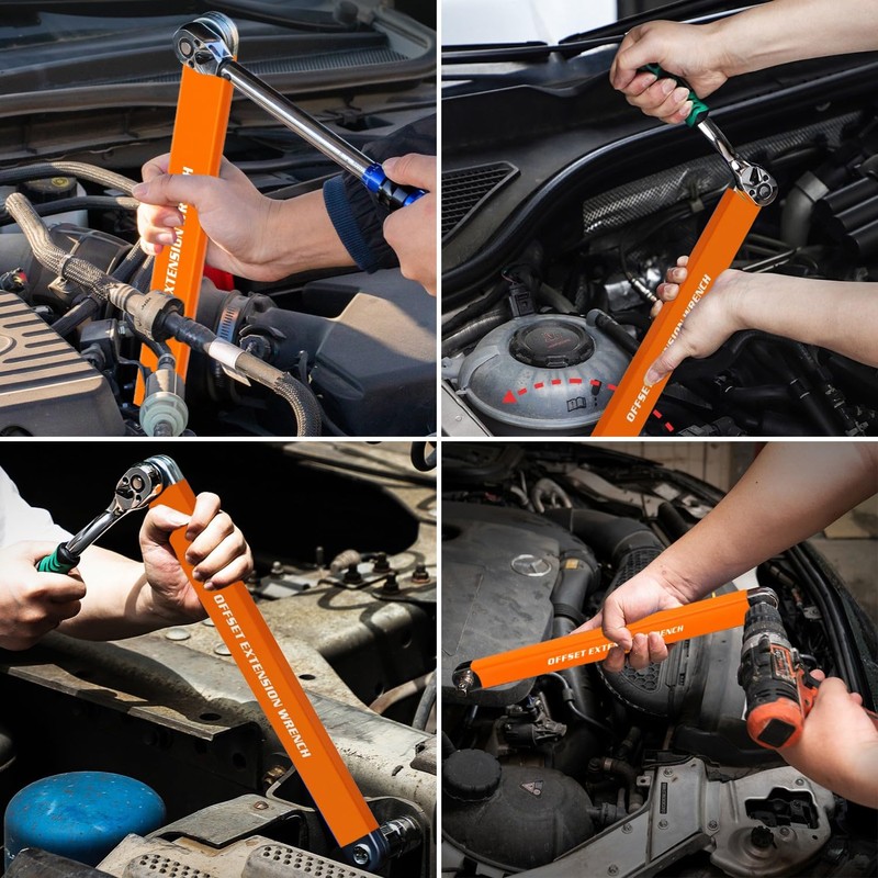 Offset Extension Wrench, Zero Degree Ratchet Extension Set Impact Ready