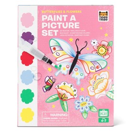 Tiger Tribe Paint-a-Picture Set (Butterflies & Flowers) - 16-Page Nature Painting Book, 6 Paint Colours On Every Page, 1 Magic Water Brush & Sponge, Fun Art Gifts For Kids, Age 4 Years +