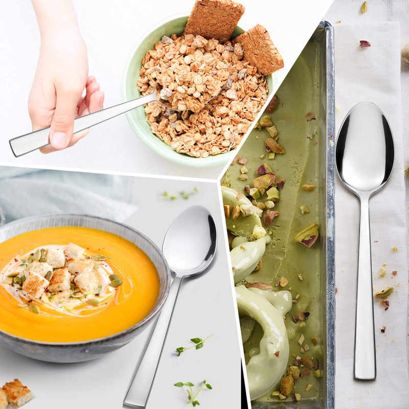 E-far Dinner Spoons Set of 6, 7.9 Inch Stainless Steel