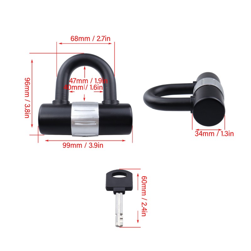 U Lock Disc Zinc Alloy Anti Theft Rust Proof Portable