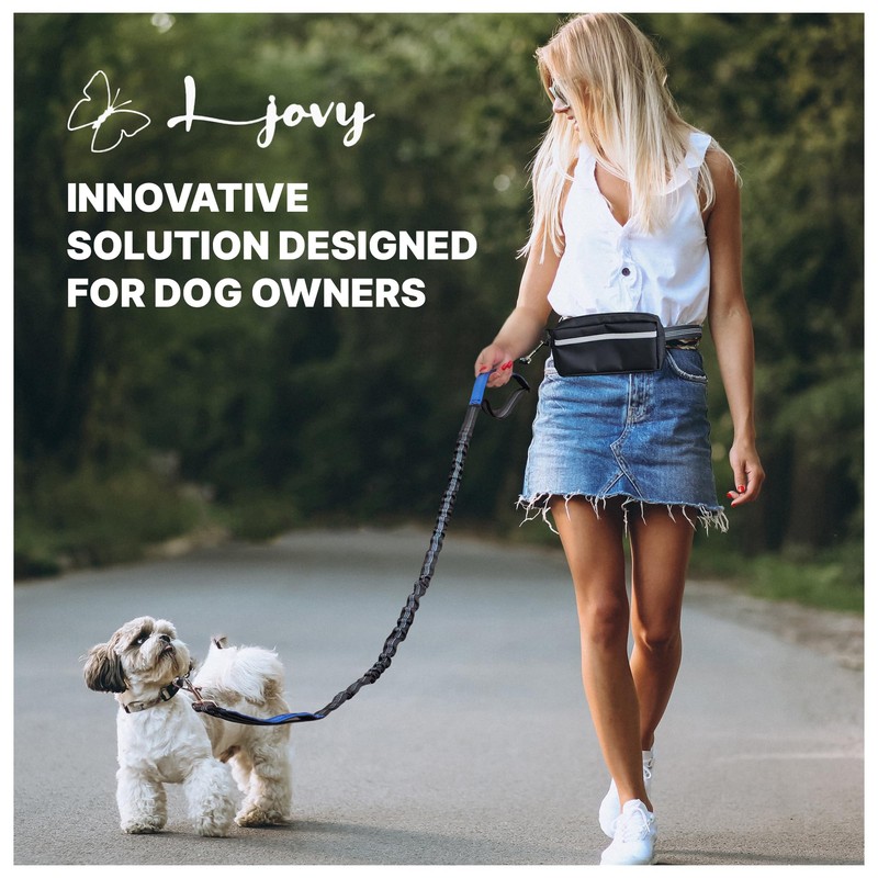 Hands Free Dog Leash with Waist Belt & Large Zipper