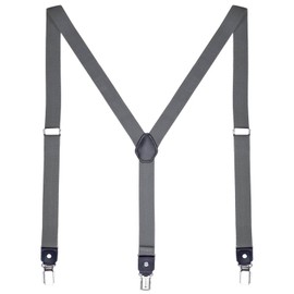 DonDon Men's Narrow 2.5 cm Braces with 3 Extra Strong Y Shaped Braces Clips - Elastic and Adjustable Length, gray, Unit size