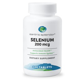 Earth's Splendor Selenium 200 mcg Supplement for Men & Women, Support Antioxidant Health and Immune System (100 Tablets, 3+ Month Supply)