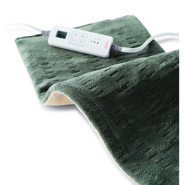 Sunbeam XL Heating Pad for Back, Neck, and Shoulder Pain Relief with Auto Shut Off and 6 Heat Settings, Extra Large 12 x 24", Green
