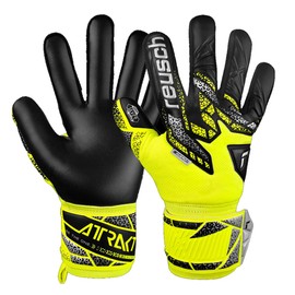 Reusch Attrakt Gold NC Finger Support Goalkeeper Gloves, Yellow/Silver/Black, Size 7