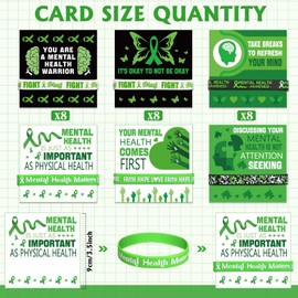 Equsion 48 Pcs Mental Health Awareness Silicone Bracelets with 48 Pcs Positive Affirmation Cards Rubber Bracelets Memo Note Pads Inspirational Spiritual Gifts for Women Men Events Wedding Motivation