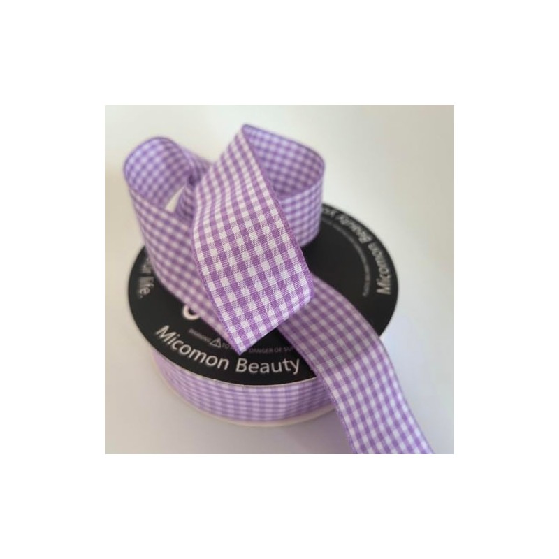 Micomon Purple and White Woven Edge Plaid Ribbon 100% Polyester