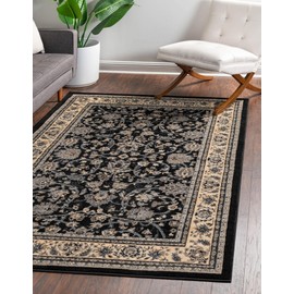 Rugs.com Yasmin Collection Rug – 5' x 8' Black Medium Rug Perfect for Bedrooms, Dining Rooms, Living Rooms