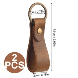 Wisebom Genuine Leather Keychain Vintage Keyring Strap, 2Pcs Cowhide Car Key Fob Holder, Universal Home Key Lanyard with Anti-Lost Copper Loop Zipper Puller for Men Women (Black)