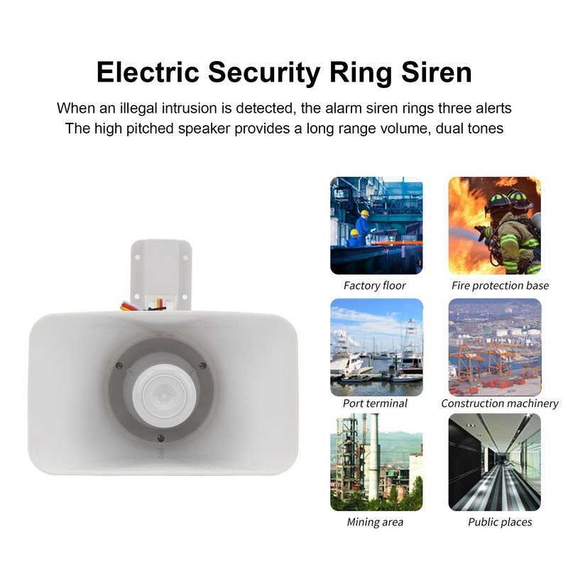 Electric Security Ring Siren Dual Tone Wired Alarm Siren Horn
