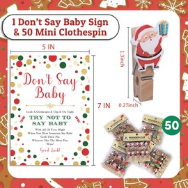 Don't Say Baby Game,Christmas Games for Party, Christmas Baby Shower Game,Christmas Wooden Clothespins, Christmas Baby Shower Decorations-DSBB10