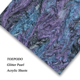TOEPODO Pearlescent Marble Acrylic Sheets 1/8" Glitter Cast Opaque Sparkly Swirl Acrylic Panels for Laser Cutting Engraving Craft DIY Decor Ornaments (3, Purple Black, 8x12 Inch)