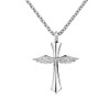 DWJSu Mom Dad Brother Angel Wing Cremation Cross Necklace SilverUrn